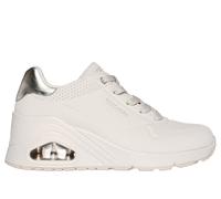 Skechers Women's Uno Wedge - HI Steps Sneaker in Off White, Size 4 | Synthetic/Textile
