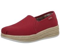 Skechers Women's Urban Highlites. Espadrille Slip On. Platform, Red Excursion Plain Getaway Solids, 3.5 UK