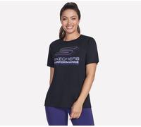 Skechers Women's Velocity T-Shirt in Black, Size XL | Cotton/Polyester