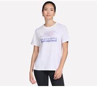 Skechers Women's Velocity T-Shirt in White/Turquoise, Size XS | Cotton/Polyester