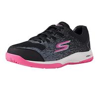Skechers Women's Viper Court Pickleball Trainers, Black Synthetic Mesh Pink Trim, 4 UK