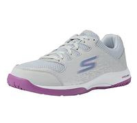 Skechers Women's Viper Court Pickleball Trainers, Grey Synthetic Mesh Purple Trim, 5 UK