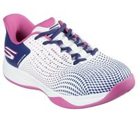Skechers Women's Viper Court Reload Pickleball-Shoes, White Synthetic/Navy Textile/Pink Trim, 3 UK