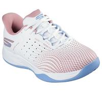 Skechers Women's Viper Court Reload Sneaker, White Synthetic/Textile/Blue Trim, 4 UK