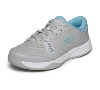 Skechers Women's Viper Court Smash-Athletic Indoor Outdoor Pickleball Shoes | Relaxed Fit Sneakers, Grey/Blue, 8