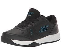 Skechers Women's Viper Court Smash Athletic Pickleball Shoes for Indoor and Outdoor Use Relaxed Fit Sneaker, Black Blue, 3.5 UK