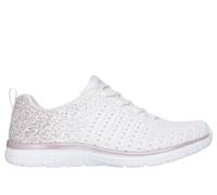 Skechers Women's Virtue - Lucent Sneaker in White/Rose Gold, Size 8 | Textile/Synthetic, Vegan, Machine Washable