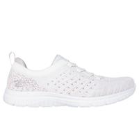 Skechers Women's Virtue - Show Runner Sneaker in White, Size 8 | Textile/Synthetic, Vegan, Machine Washable