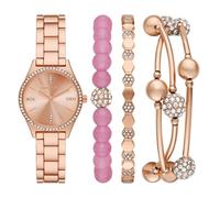 Skechers Women's Watch and Stackable Bracelet Gift Set, Rose Gold/Pink, Women's Bracelet Set