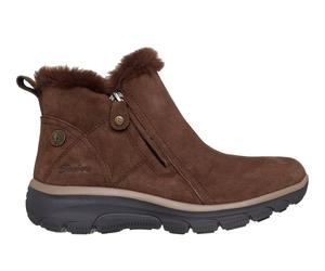 Skechers Women's Waterproof Relaxed Fit: Easy Going - High Zip 2 Boots in Chocolate, Size 5 | Leather/Textile