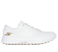 Skechers Women's Waterproof Relaxed Fit: GO GOLF Drive 6 Golf Shoes in White/Gold, Size 3 | Leather/Synthetic, Arch Fit