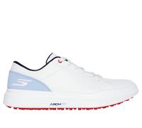 Skechers Women's Drive 6 Arch Leather Relaxed Fit Waterproof Golf Shoe Sneaker, White/Blue, 9