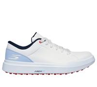 Skechers Women's Waterproof Relaxed Fit: GO GOLF Drive 6 Golf Shoes in White/Light Blue, Size 5 | Leather/Synthetic, Arch Fit