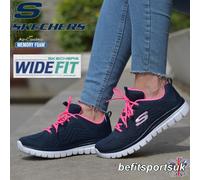 Skechers Graceful Get Connected Womens Navy Lace Up Casual Trainers -WIDE