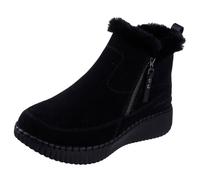 Skechers Women's WILSHIRE BLVD - FRESH ZIP, Side zip mid bootie with faux fur collar, Black/Black, 5M