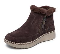Skechers Women's WILSHIRE BLVD - FRESH ZIP, Side zip mid bootie with faux fur collar, Dark Brown, 7.5M