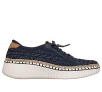 Skechers Women's Wilshire Blvd - Passion Play Sneaker in Navy Blue/Silver, Size 5.5 | Textile/Synthetic, Vegan, Machine Washable