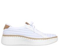 Skechers Women's Wilshire Blvd - Passion Play Sneaker in White/Silver, Size 5.5 | Textile/Synthetic, Vegan, Machine Washable