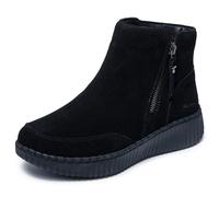 Skechers Women's WILSHIRE BLVD - WEEKEND CRUSH, Side Zip-Up boot with Air-Cooled Memory Foam, Black/Black, 9M