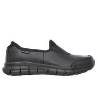 Skechers Women's Work Relaxed Fit: Sure Track Slip-On Shoes in Black, Size 2 | Leather/Textile