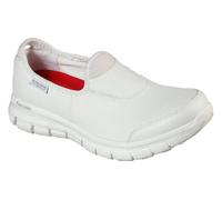Skechers Women's Work Relaxed Fit: Sure Track Slip-On Shoes in White, Size 6 | Leather/Textile