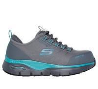 Skechers Women's Work Slip-Resistant: Arch Fit - Ebinal Sneaker in Gray/Aqua, Size 6 | Textile/Synthetic