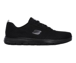 Skechers Women's Work Slip-Resistant Relaxed Fit: Ghenter - Bronaugh Sneaker in Black, Size 5 | Textile/Synthetic