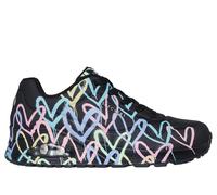 Skechers Women's x JGoldcrown: UNO - Spread the Love Sneaker in Black/Pink/Turquoise, Size 4 | Textile/Synthetic