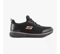Skechers Women's Squad Sr Trainer, Black Flat Knit/Rose Gold Trim, 8 UK