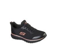 Skechers Workwear Squad Slip Resitant Bungee Lace Slip-on Trainer, Black, Size 6, Women Black