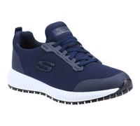 Skechers Womens Squad Slip Resistant Lace Up Safety Trainers - Navy Rubber - Size UK 2
