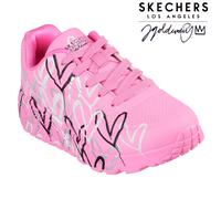 Skechers x JGoldcrown Kids Girls Uno Lite Trainers Hot Pink Memory Foam 314067