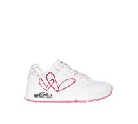 Skechers Women's UNO Twin Hearts Sneaker, White, 4 UK