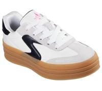 Skechers Girls Zinger Lift - Homecoming Star Sneaker in White/Black, Size 3 | Textile/Leather/Synthetic