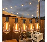 Skeerei 22M Festoon Lights Outdoor Mains Powered Led Garden String Lights with 36+2 LED ST38 Vintage Lights String for Patio, Bistro, Backyard, Home, Garden, Terrace, Party, Wedding