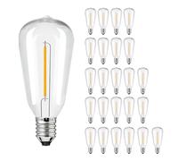 Skeerei 24Pack AC230V LED ST38 Vintage Replacement Bulbs for Festoon Lights | Shatterproof,2700K Warm White,E12 Base,1W Equivalent to 7W,Not for Low voltage/Solar/Battery String Lights