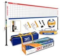 SKEERY Outdoor Heavy Duty Volleyball Net Set, Anti-Sag Design, Adjustable Aluminum Poles, Portable Volleyball Net for Backyard,Grass and Beach(Red and Blue)