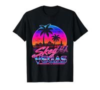 Skeg Vegas Neon Retro 80s Sunset T-Shirt Vintage Synthwave Value Graphic T-Shirt, Men, Black, M