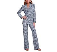 SkeKiss Women's Sexy Crop Top Loose Long Sleeve 2 Pieces Outfits Wide Leg Solid Pants Romper Jumpsuit for Ladies