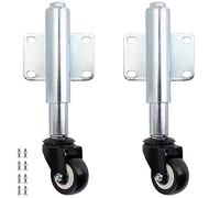 Skelang 2-Pack Spring Loaded Gate Castor, Retractable 6.5cm Swivel Caster Wheel for Garden Wooden Gate, Yard Fence, Load Capacity 50Kg