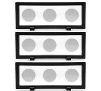 Skelang 3 Pack Coin Display Case, 3D Floating Frame Display Holder with 9 Coin Capsules, Coin Display Stand for Coin, Stamp, Jewelry, 23 × 9cm