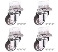 Skelang 4 Pcs 1 Inch Side Mounting Casters, TPE Swivel Plated Caster Wheels, L- Shaped Mute Wheel, Replacement for Baby Bed, Carts Trolley, Kitchen Cabinet, Furniture, Table, Loading Capacity 100 Lbs