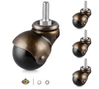 Skelang 4 Pcs 50 mm Threaded Stem Castors, M8 x 25 mm Stem Ball Castor Wheels, Antique Swivel Wheel for Furniture, Ottoman, Coffee Table, Cabinet