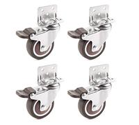 Skelang 4 Pcs 50mm Swivel Castor, Caster Wheel with L Type Bracket, Castors with Brake for Coffee table, Cabinet, Workbench, Trolley, Load Capacity 27kg