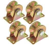Skelang 4 Pcs 50mm V-Groove Wheel, Sliding Gate Track Roller with Bracket, Heavy Duty Rigid Castors for Sliding Gate, Factory Door, Driveway Gate, Load Capacity 295kg Per Castor