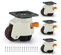 Skelang 4 Pcs 60F Retractable Machine Castors with Ratchet Handle, Height Adjustable Casters, Swivel Leveling Castor for Heavy Duty Furniture, Workbench, Welding Table