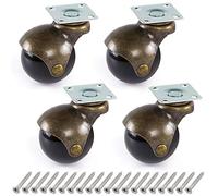 Skelang 4 Pcs Ball Castor Wheel, Plate Castor 50 mm, Antique Plate Swivel Caster for Furniture, Storage Chest, Cabinet, Coffee Table, Load Capacity 30 kg Per Caster