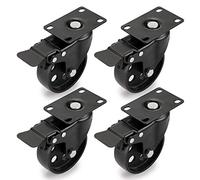 Skelang 4 Pcs Cast Iron Castors, 4 Inch Heavy Duty Casters with Brakes, Swivel Plate Wheels for Workbench, Coffee Table, Plant Stand, Storage Trolley, Total Load Capacity 907 Kg