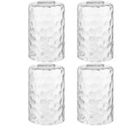 Skelang 4 Pcs Hammered Lip-Less Glass Lamp Shade, Cylindrical Light Cover with Fitter Opening, Replacement for Chandelier, Pendant, Bathroom Vanity Light