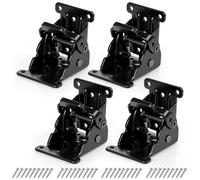 Skelang 4 Pcs Heavy Duty Folding Brackets, 90 Degree Self-Lock Hinge Hardware with Stainless Steel Screws, for Table Leg, Bed Leg, Workbench, Black